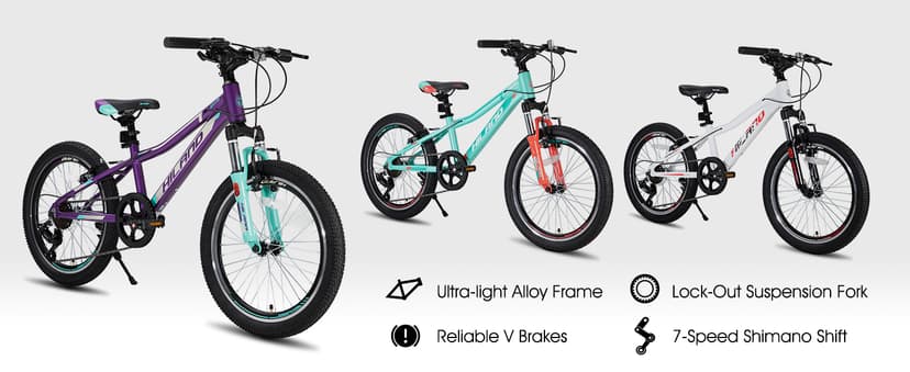 HILAND 20 Inch 26 Inch Mountain Bike for Women Girl, Lock-Out Suspension Fork, Aluminum Frame, Adult Ladies Mens MTB Bicycle
