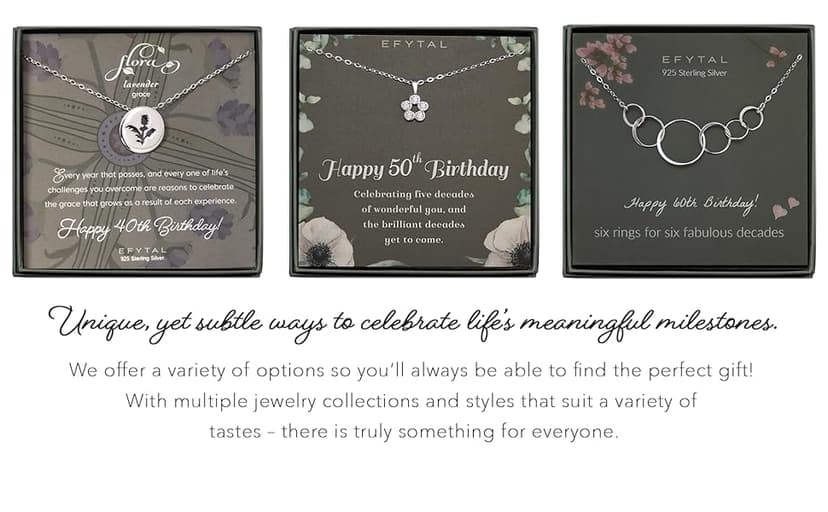 EFYTAL 50th Birthday Gifts for Her, Classy Sterling Silver 5 Circle Necklace, 1975 Birthday Gifts for Women, 50 and Fabulous