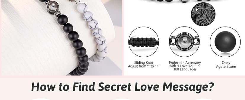 UNGENT THEM I Love You 100 Languages Bracelets Couples Gifts To My Men, Boyfriend, Girlfriend, Husband, My Love, Soulmate, Fiance - Anniversary Valentines Day Birthday Christmas Gift for Him and Her