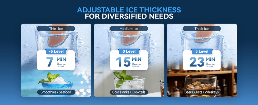 Tehanld Commercial Ice Maker Machine, 110LBS/24H with 33LBS Large Storage Capacity, 50 Ice Cubes/15 Mins, Ice Machine with Self-Cleaning & Water Filter, Under Counter & Freestanding for Home, Bar