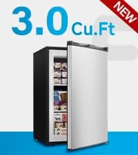 Feelfunn Mini Fridge with Freezer - 3.2 Cu.Ft Single Door Mini Refrigerator with Adjustable Thermostat, Low Noise, Energy Saving, Small Fridge for Bedroom, Apartment, Dorm, Classroom, Office - Silver