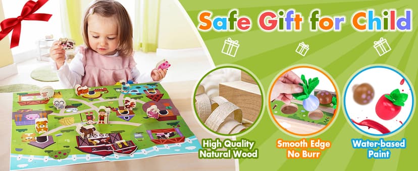 Montessori Wooden Sensory Toddler Toys: Toy for 1 Year Old Boys Girls Birthday Gifts | 1st One First Birthday Gift for 1 Year Old Girl Boy, Educational Learning Toy for 1-2 Year Old Fine Motor Skills