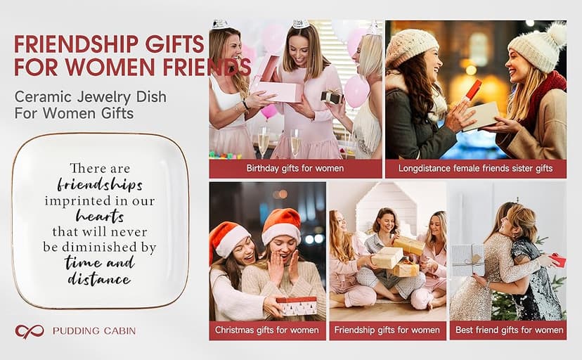 Friend Birthday Gifts for Women Ring Dish Friendship Gifts for Women Friends Female Gifts "There are friendships imprinted in our hearts that will never be diminished by time and distance"