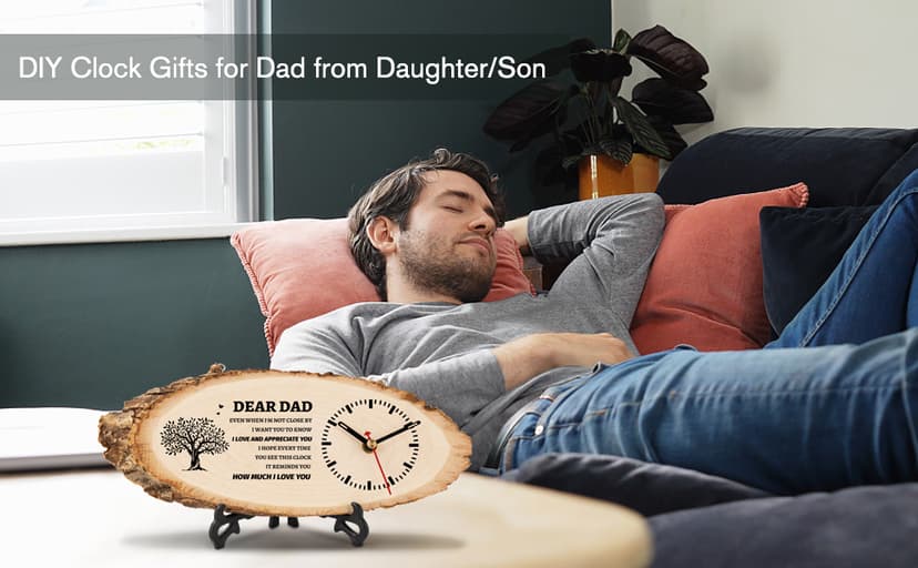 BeauGift Dad Gifts, Wooden Clock Gifts for Daddy from Daughter Son Kids, Dad Birthday Gift Idea for Papa Who Wants Nothing, Christmas from Child to My Dad