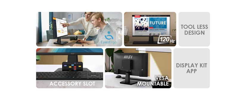 msi PRO MP225 E12VL, 22-inch IPS 1920 x 1080 (FHD) Computer Monitor, 120Hz, Adaptive-Sync, HDMI, Video Port, VESA Mountable, Tilt, 1ms, Black