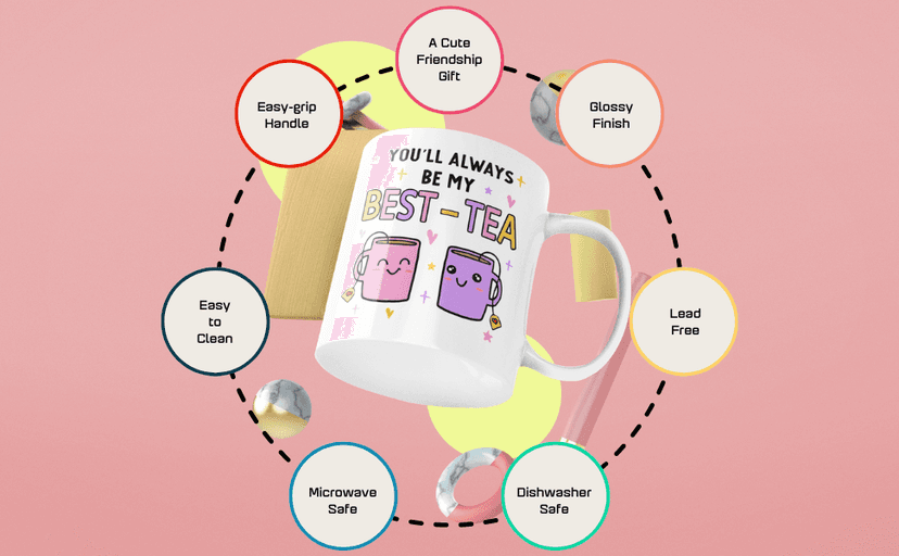 Gossby Friend Coffee Mug - BEST-TEA - Gifts for Best Friend Women - Christmas Friendship Gift for Female Friend - Best Friends Birthday Gift - Besties BFF Gifts - 11oz White Ceramic Cup