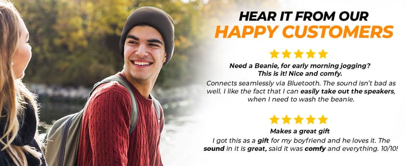 Foxelli Bluetooth Beanie Hat – 15-Hour Battery, Built-in Mic, Fully Washable, Perfect Tech Gift for Men & Women B08T6QBZC2