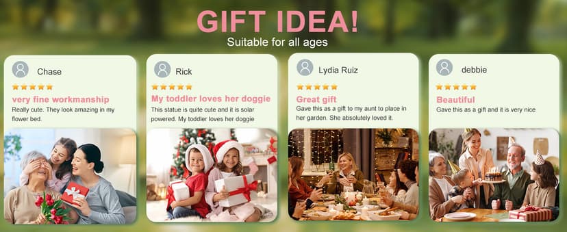 Goodeco Dog Statue with Solar Butterfly - Ideal Gifts for Dad, Mom or Birthdays, Beautifully Crafted Outdoor Decorations to Wow Your Guests