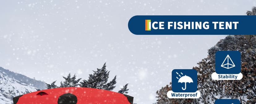 GarveeLife Ice Fishing Insulated Tent, Large Pop-Up Portable Hub-Style Ice Fishing Shelter, 6-7 Person Shelter 68 Square Feet of Fishable Area