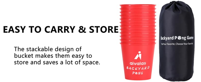 Aivalas Yard Pong Outdoor Games, Giant Yard Games Set with 12 Buckets and Balls for Adults and Family, Toss Game Throwing Games for Beach, Camping, Lawn and Backyard