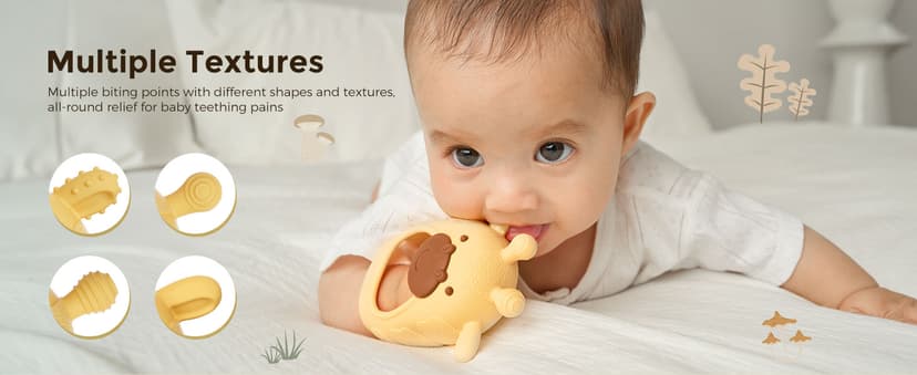 Momcozy Baby Teether Toys | Baby Teething Toys | Baby Teething Relief | Food Grade Silicone Teether Baby Toys | Baby Teether 0-6 Months | Teething Toy 6-12 Months | Baby Essential | Yellow