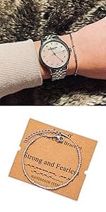 JoycuFF Inspirational Morse Code Bracelets for Women Silver Beads Jewelry Encouragement Mantra Gifts for Her