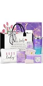 Boss Lady Gifts for Women, Bosses Day Gifts for Women, Best Boss Christmas Gift with Canvas Tote Bag, Funny Cool Box for Bosses Female, Office Leader Appreciation Gift for Birthday Boss's Day