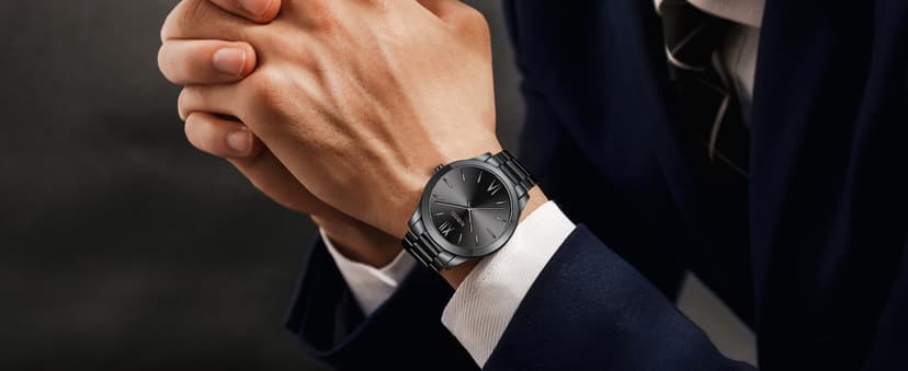 NIBOSI Men Watches Analog Quartz Stainless Steel Black Watches for Men Waterproof Business Classic Watch Fashion Minimalist Ultra Thin Wrist Watch for Work and Casual Wear