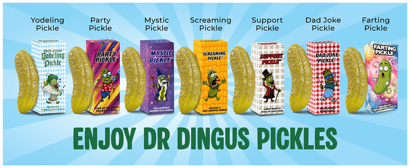 DR DINGUS Yodeling Pickle (1 Pickle) Sings Dill-lightful Musical Yodel Song - Hilarious Laughs - Singing Novelty Gag Gift for Friends Family Coworkers Office Students Classroom