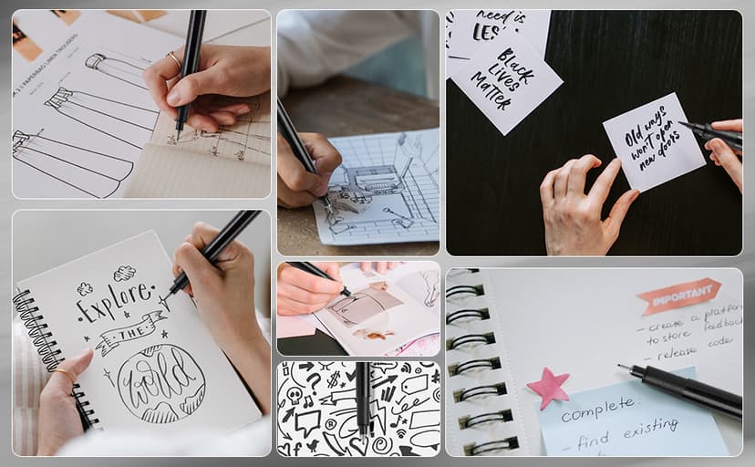 YISAN Drawing Art Pens,Micro Fineliner Pens,Fine Tip Manga Markers for Artist Sketch Technical,Black,12 Set,902195