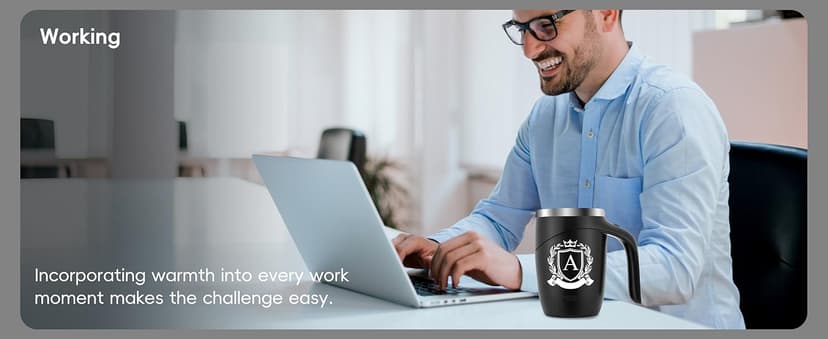 Initial Magnetic Stirring Coffee Mug Stainless Travel Cup Adult Men Guy Him Brother Dad Boyfriend Uncle Niece Best Friendship Grandpa Grandfather Husband Son Law Happy Birthday Cool Meaningful Gifts,J