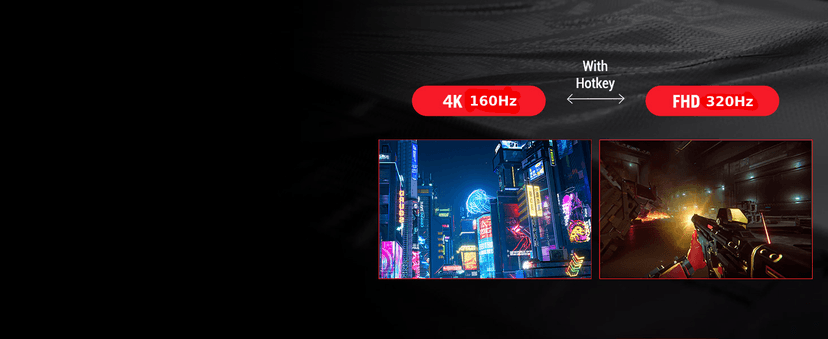 ASUS ROG Strix 27” 4K HDR USB-C Gaming Monitor (XG27UCG) – UHD (3840x2160) Dual Mode (4K 160Hz or FHD 320Hz), 1ms, Fast IPS, Extreme Low Motion Blur Sync, G-SYNC Compatible, AI Gaming, 3yr Warranty