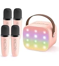Mini Karaoke Machine with 2 Wireless Microphones, TOP Kids Gifts for Girls Ages 3, 4, 5, 6, 7, 8, 9, 10, 11, 12 +Years Old, 4-12th Christmas Birthday Toy Gift for Girls Boys Party (Purple)