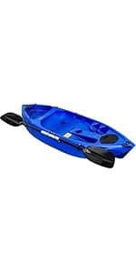 Fishing Kayaks, 12.4FT, 2-3 Person Sit on Top Kayak for Adults with Paddle & Comfortable Seat, Capacity of 600LBS, Hard Shell Recreational Ocean Kayak Boat