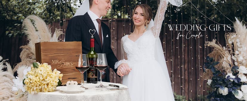 AW BRIDAL Wedding Gifts Bridal Shower Gifts Engagement Gift for Couples Newlyweds Mr & Mrs Wedding Wine Glasses Set of 2 - Wine Opener Wine Stopper with Engraved Wooden Keepsake Box