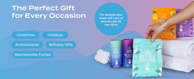 Body Restore Shower Steamers Aromatherapy 6 Pack - Birthday Gifts for Women, Men, Travel Essentials, Stress Relief, Relaxation, Self Care, Bath Bombs - Bloom