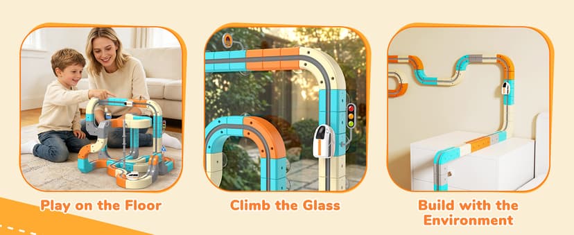 Electric Train Set 3D Flexible Race Track for Kids 3 4 5 6 7 8 Years Old, 124 Pcs Gravity-Defying Rail Building Toys with Motorized Car, STEM Learning Toy Gift for Toddlers Birthday