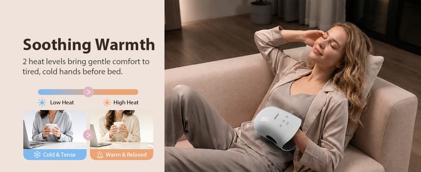 CINCOM Hand Massager - Cordless Hand Massager with Heat and Compression for Arthritis and Carpal Tunnel, Gifts for Women(White)