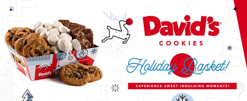 David’s Cookies Holiday Cookies and Brownies Gift Basket Crate - Deliciously Flavored Assorted Cookies and Brownies in a Christmas Snack Box Gift Crate - Gourmet Holiday Food Gift Basket for Sharing