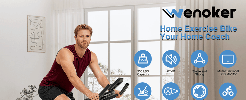 Exercise Bike for Home – 350LB Magnetic Resistance Indoor Cycling Bike, Silent Stationary Spin Bike with App Sync, Adjustable Seat, LCD Monitor, Smooth & Quiet for Cardio Workout