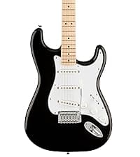 Fender Squier Debut Series Stratocaster Electric Guitar Kit, Beginner Guitar Kit, with 2-Year Warranty, with Padded Gig Bag, Frontman 10G Amp, Strap, and More, Includes Free Lessons, Black
