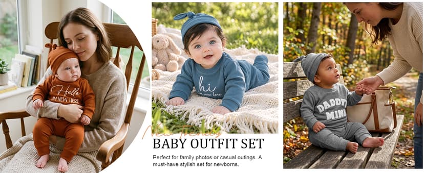 Hat Long Shirt Long Pants Outfits Set Newborn Set Baby Boys Girls New Baby Cotton Coming Home Clothes Outfits B0HBQGWX2J