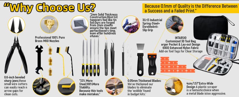 51Pcs 3D Printer Tools Kit,3D Printer Accessories for All FDM/SLA Printers Includes Nozzle Cleaning Tools,deburring Tool,Removal Scrapers,Files,Brushes,Knife,Complete Starter Kit with Storage Case
