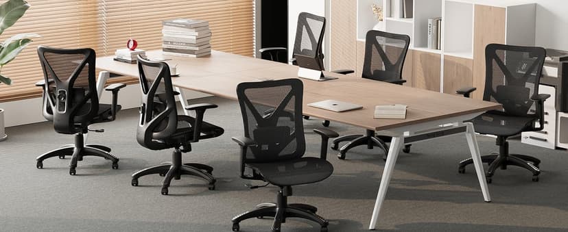 Ergonomic Office Chair, Mesh Computer Desk Chairs with Adjustable Lumbar Support, 3D Armrests, Tilt Function, Comfy Wide Seat, Swivel Executive Work Task Chair for Company and Home