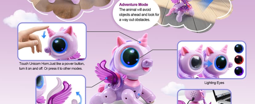BIRANCO. Unicorn Robot Toys for Girls Age 3-5, Remote Control Electronic Pet, Gesture Sensing, STEM Play, Surprise Interactive Toy for Toddler Gifts and Kids Age 4 5 6+ Years Old B0F1SVTK89