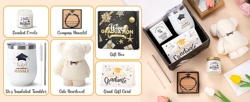 Graduation Gifts for Her Him 2025 College Graduation Gift for Women, Daughter, Sister, Friend Congratulations Gifts for Graduate Personalized Graduation Gifts with Tumbler, Beartowel