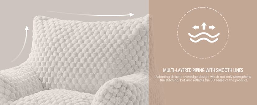 Gaming Chair Comfy Bean Bag Couch Sofa Chair for Bedroom, Modern Faux Fur Reading Bean Bag Chairs for Adults Teens, Living Room Adult Bean Bag Chair with Footrest