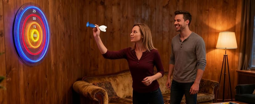 BITILLUM Dartboard Neon Sign for Wall Decor - Stylish LED Light & Playable Dartboard Combo with 10 Suction Cup Darts for Game Rooms, Bars, Man Caves, Home Theaters