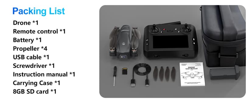 Drones with Camera for Adults 4K, GPS Drone with 4.5” LCD Screen Controller Follow Me Auto Return 5G Long Range Transmission Foldable FPV Drone for Beginners Under 249g