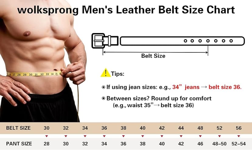 wolksprong Thicken Full Grain Leather Mens Belt Heavy Duty Mens Work Belt Mens Belt High Hardness Buckle Packed In Gift Box