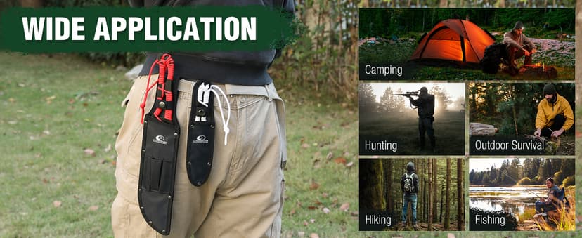 Mossy Oak Hatchet and Machete Knife Set with Sheath, One-Piece Axe & Hunting Knives with Paracord Handle, Zoomable Flashlight, Many Other Tools, Ideal Gift for Men Who Likes Hunting Outdoor Adventure