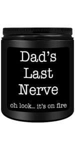 Homsolver Dad Gifts from Daughter Son, Gift for Dad Who Wants Nothing, Birthday Fathers Day Christmas for Stepdad Adoptive Father, Dad's Last Nerve Sandalwood Scented Candle