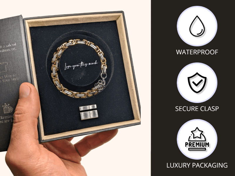 Love You This Much Steel Twist Bracelet for Him - Birthday & Wedding Gift for Husband, Boyfriend, or Fiance