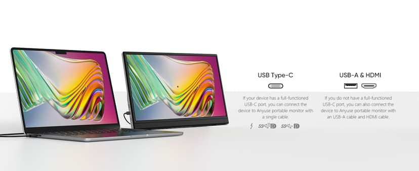 Anyuse Portable Monitor 15.6 Inch 1080P USB-C HDMI Ultra-Slim Travel Monitor with Kickstand, for Laptop, PC, Mac Phone, PS, Xbox, Swich IPS Ultra-Thin Zero Frame Gaming