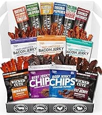 Wicked Cutz Beef Jerky Variety Pack, 5 Flavors & Up to 36g Protein Per Bag, Tender & Easy to Chew Alternative to Beef Sticks, USA Made High Protein Carnivore Snacks (5 Bags, 1 of Each Flavor)