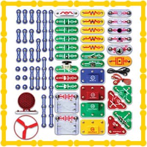 Build 100+ STEM projects with 28 snap-together parts and a full-color project manual SNAP CIRCUITS Jr. SC-100 STEM Electronics Kit, 100+ Projects, Ages 8+ B00008BFZH