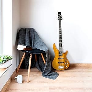 Ktaxon 5 String Electric Bass Guitar, Full Size Standard Right Handed Rosewood Fretboard Bass Kit with Gig Bag Strap Cable Wrench Tool (Yellow)