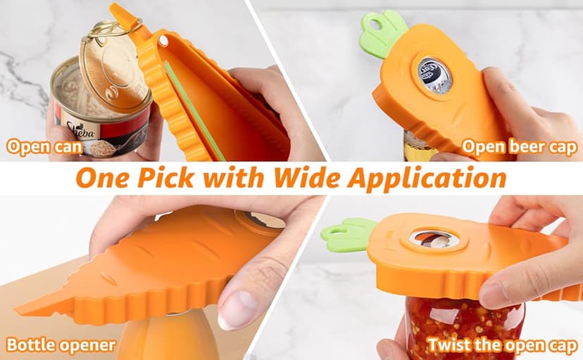 Jar Opener Bottle Opener for Weak Hands, Seniors with Arthritis and Anyone with Low Strength, Get Lids Off Easily, Carrot Shaped with Magnets for Decorate Fridge, Best Gift for Kitchen Gadgets