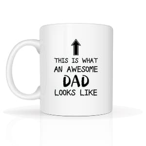 5Aup Christmas Gifts Funny Dad Coffee Mug, This Is What an Awesome Dad Looks Like, 11Oz Novelty Cups from Child Daughter Son Kids, Birthday Gifts for Father Husband Men
