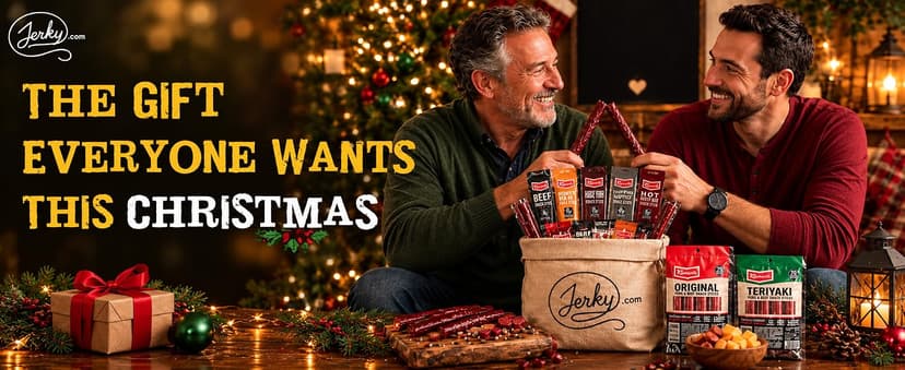 Jerky.com Gift Bag for Men | 26 Piece Meat Sticks Gift Basket with Beef Sticks, Pork, Turkey, Ham & Cheese Sticks | High Protein Snack Variety Pack | Gluten-Free Jerky Gifts for Men | Birthday Gift Basket for Him
